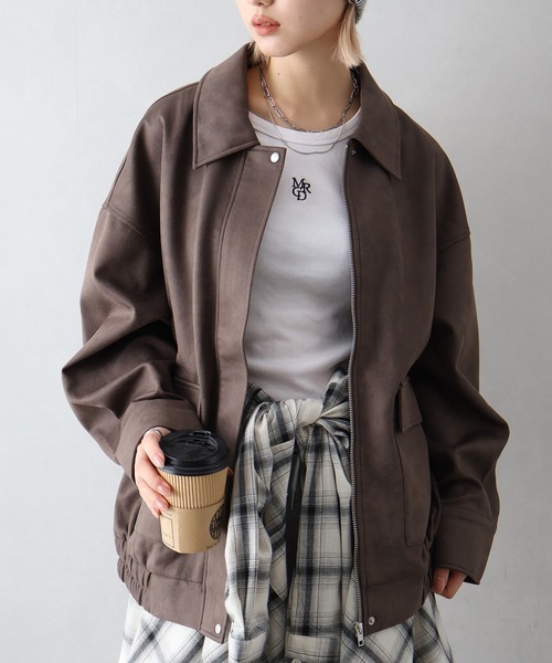 SpRay（スプレイ）の「ヴィンテージスウェードZIPブルゾン（ブルゾン・レディース・グレイッシュベージュ/チャコールグレー/ブラウン/キャメル・FREE）」の13枚目の写真