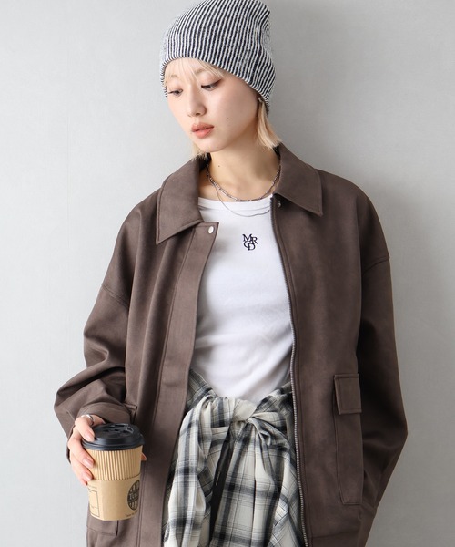 SpRay（スプレイ）の「ヴィンテージスウェードZIPブルゾン（ブルゾン・レディース・グレイッシュベージュ/チャコールグレー/ブラウン/キャメル・FREE）」の17枚目の写真