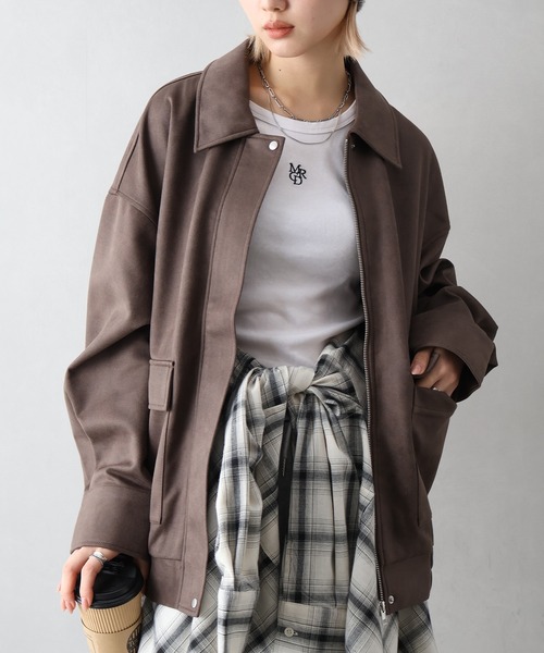 SpRay（スプレイ）の「ヴィンテージスウェードZIPブルゾン（ブルゾン・レディース・グレイッシュベージュ/チャコールグレー/ブラウン/キャメル・FREE）」の12枚目の写真