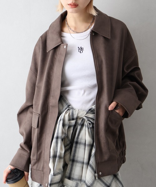 SpRay（スプレイ）の「ヴィンテージスウェードZIPブルゾン（ブルゾン・レディース・グレイッシュベージュ/チャコールグレー/ブラウン/キャメル・FREE）」の16枚目の写真