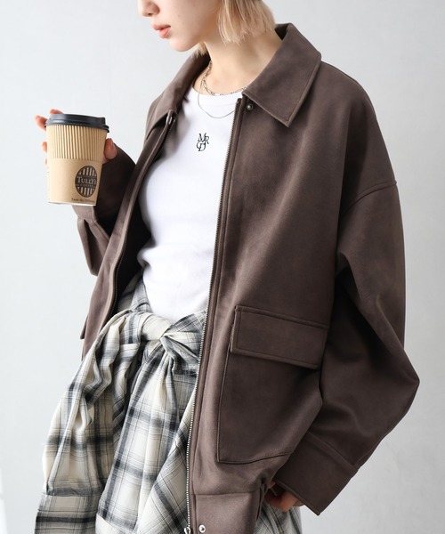 SpRay（スプレイ）の「ヴィンテージスウェードZIPブルゾン（ブルゾン・レディース・グレイッシュベージュ/チャコールグレー/ブラウン/キャメル・FREE）」の14枚目の写真