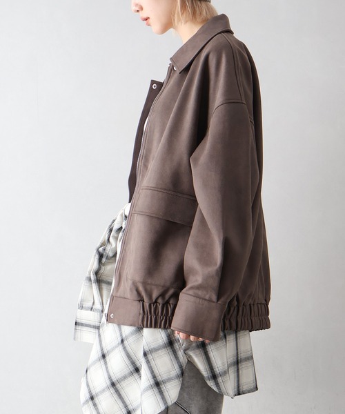 SpRay（スプレイ）の「ヴィンテージスウェードZIPブルゾン（ブルゾン・レディース・グレイッシュベージュ/チャコールグレー/ブラウン/キャメル・FREE）」の21枚目の写真