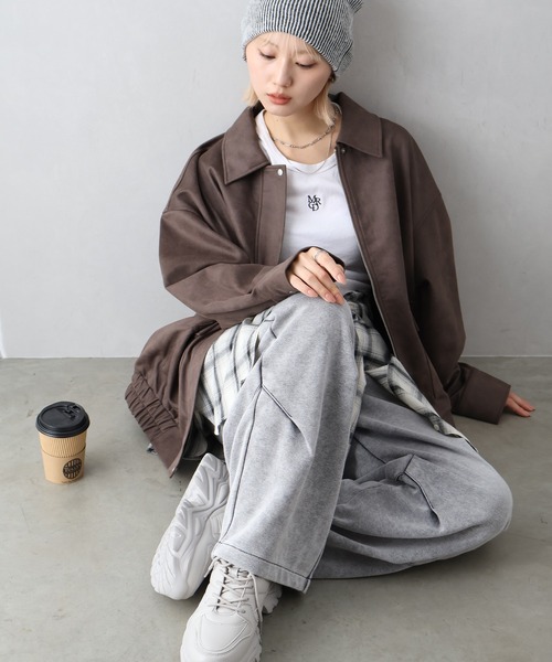 SpRay（スプレイ）の「ヴィンテージスウェードZIPブルゾン（ブルゾン・レディース・グレイッシュベージュ/チャコールグレー/ブラウン/キャメル・FREE）」の22枚目の写真