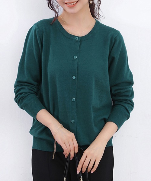 ONEP STAR（ワンピスター）の「選べる2タイプ！Vネック&ラウンドネックベーシックニットカーディガン（カーディガン/ボレロ・レディース・ベージュ/ネイビー/モカ/ブルー系その他/インディゴブルー/イエロー/ダークベージュ/ピンク/ブルー/ブラック系その他/ネイビー系/ワイン系/ダークグリーン/グレー/ブルーグリーン/ワイン/イエロー系その他/ピンク系その他/グレー系その他/ブラック/ライトブルー・FREE）」の14枚目の写真