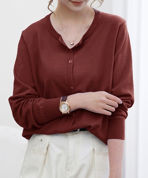 ONEP STAR（ワンピスター）の「選べる2タイプ！Vネック&ラウンドネックベーシックニットカーディガン（カーディガン/ボレロ・レディース・ベージュ/ネイビー/モカ/ブルー系その他/インディゴブルー/イエロー/ダークベージュ/ピンク/ブルー/ブラック系その他/ネイビー系/ワイン系/ダークグリーン/グレー/ブルーグリーン/ワイン/イエロー系その他/ピンク系その他/グレー系その他/ブラック/ライトブルー・FREE）」の20枚目の写真