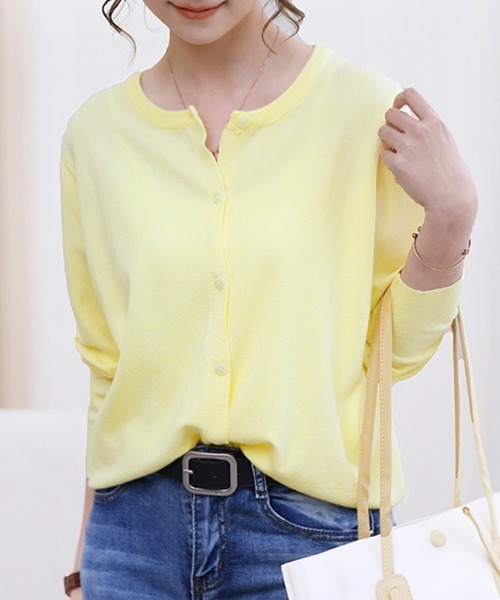 ONEP STAR（ワンピスター）の「選べる2タイプ！Vネック&ラウンドネックベーシックニットカーディガン（カーディガン/ボレロ・レディース・ベージュ/ネイビー/モカ/ブルー系その他/インディゴブルー/イエロー/ダークベージュ/ピンク/ブルー/ブラック系その他/ネイビー系/ワイン系/ダークグリーン/グレー/ブルーグリーン/ワイン/イエロー系その他/ピンク系その他/グレー系その他/ブラック/ライトブルー・FREE）」の16枚目の写真