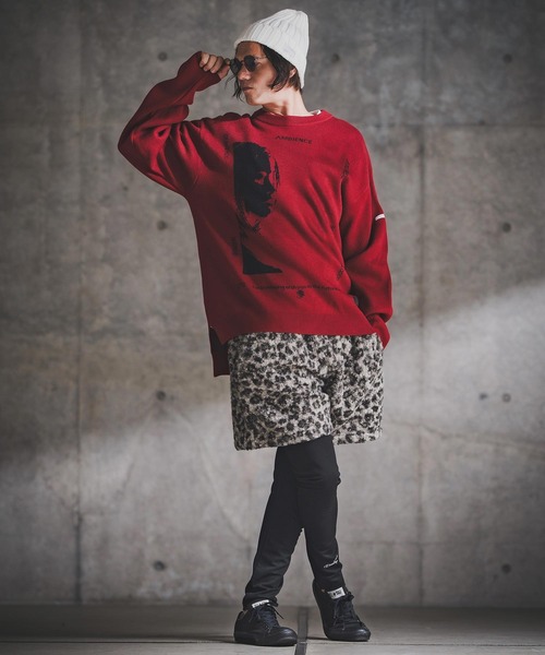 GLIMCLAP(グリムクラップ)の「mn3180-Jacquard Knit with Girl Motif ニット(192-039-gla-cf)(ニット/セーター・メンズ・ブラック/レッド/ミックスグレー/キナリ・S/M/L)」の9枚目の写真