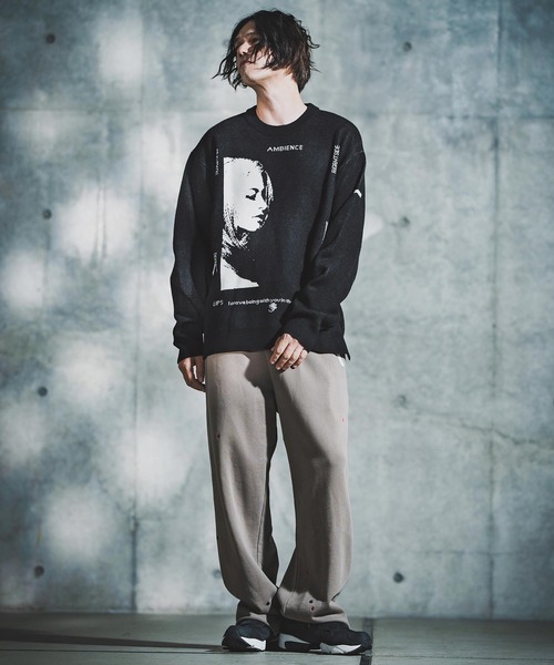 GLIMCLAP(グリムクラップ)の「mn3180-Jacquard Knit with Girl Motif ニット(192-039-gla-cf)(ニット/セーター・メンズ・ブラック/レッド/ミックスグレー/キナリ・S/M/L)」の14枚目の写真