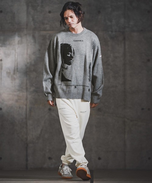 GLIMCLAP(グリムクラップ)の「mn3180-Jacquard Knit with Girl Motif ニット(192-039-gla-cf)(ニット/セーター・メンズ・ブラック/レッド/ミックスグレー/キナリ・S/M/L)」の18枚目の写真
