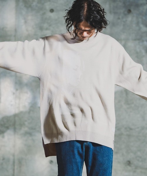 GLIMCLAP(グリムクラップ)の「mn3180-Jacquard Knit with Girl Motif ニット(192-039-gla-cf)(ニット/セーター・メンズ・ブラック/レッド/ミックスグレー/キナリ・S/M/L)」の19枚目の写真