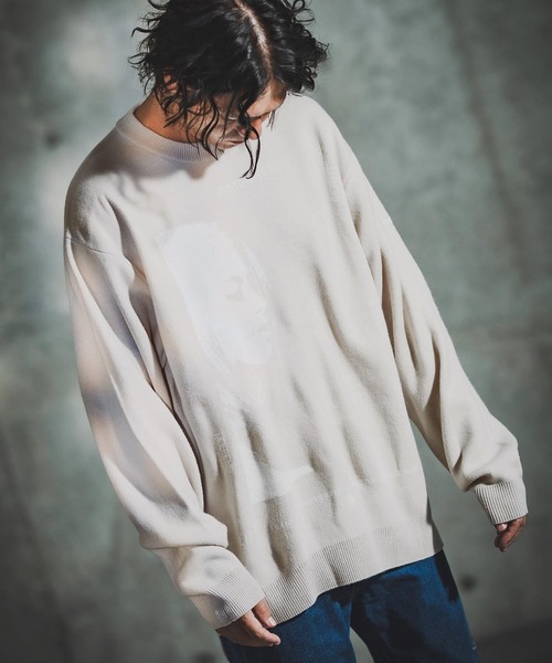 GLIMCLAP(グリムクラップ)の「mn3180-Jacquard Knit with Girl Motif ニット(192-039-gla-cf)(ニット/セーター・メンズ・ブラック/レッド/ミックスグレー/キナリ・S/M/L)」の20枚目の写真