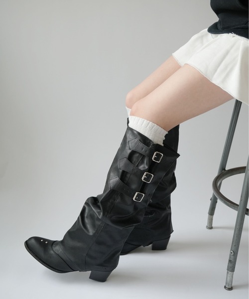 Port（ポート）の「【 SORUTT / ソルト 】 3連 バックル フェイクレザー ブーツ / ロングブーツ ショートブーツ #_（ブーツ・レディース・ブラウン/ブラック・M/L/XL）」の8枚目の写真