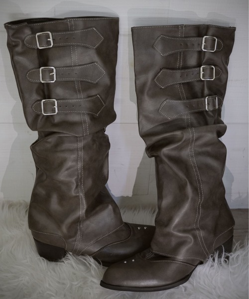 Port（ポート）の「【 SORUTT / ソルト 】 3連 バックル フェイクレザー ブーツ / ロングブーツ ショートブーツ #_（ブーツ・レディース・ブラウン/ブラック・M/L/XL）」の22枚目の写真