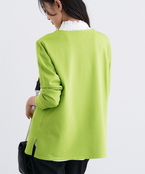 INDIVI（インディヴィ）の「ロングライン ストレッチニット（ニット/セーター・レディース・ナチュラル/ホワイト系3/スモーキーグリーン系/ネイビー・13/15 /38）」の7枚目の写真