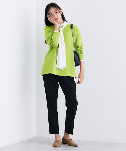 INDIVI（インディヴィ）の「ロングライン ストレッチニット（ニット/セーター・レディース・ナチュラル/ホワイト系3/スモーキーグリーン系/ネイビー・13/15 /38）」の8枚目の写真