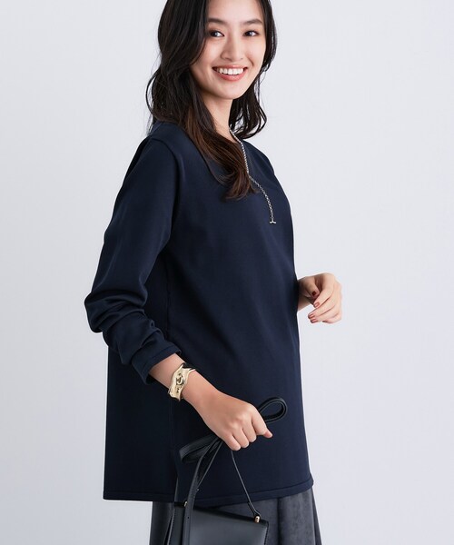 INDIVI（インディヴィ）の「ロングライン ストレッチニット（ニット/セーター・レディース・ナチュラル/ホワイト系3/スモーキーグリーン系/ネイビー・13/15 /38）」の14枚目の写真