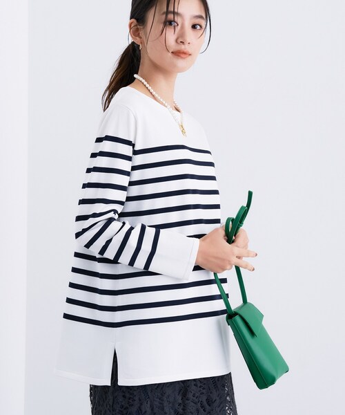 INDIVI（インディヴィ）の「ロングライン ストレッチニット（ニット/セーター・レディース・ナチュラル/ホワイト系3/スモーキーグリーン系/ネイビー・13/15 /38）」の18枚目の写真