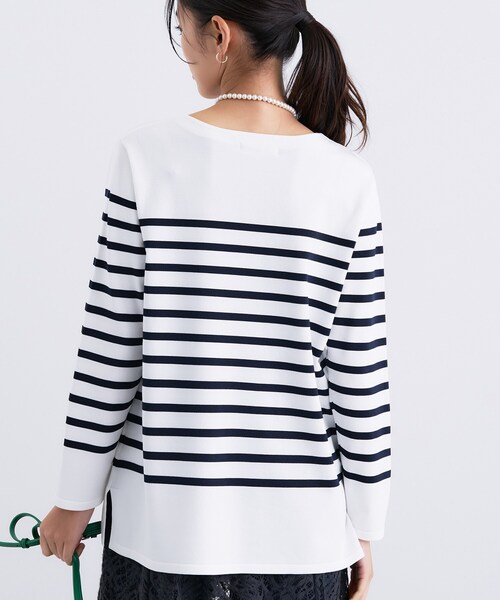 INDIVI（インディヴィ）の「ロングライン ストレッチニット（ニット/セーター・レディース・ナチュラル/ホワイト系3/スモーキーグリーン系/ネイビー・13/15 /38）」の19枚目の写真