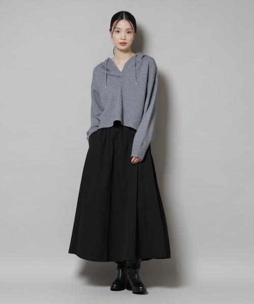 NANO universe（ナノユニバース）の「スキッパーフードニット（ニット/セーター・レディース・グレー/ベージュ/ネイビー・FREE）」の12枚目の写真