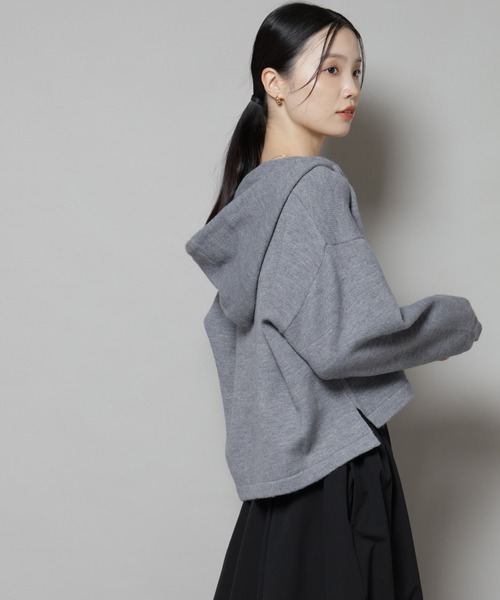 NANO universe（ナノユニバース）の「スキッパーフードニット（ニット/セーター・レディース・グレー/ベージュ/ネイビー・FREE）」の10枚目の写真