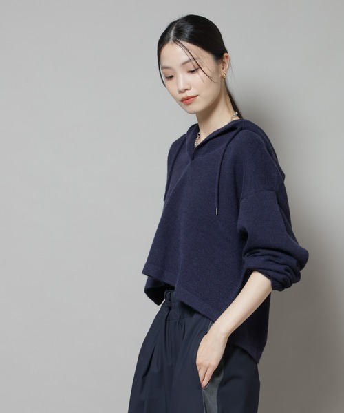 NANO universe（ナノユニバース）の「スキッパーフードニット（ニット/セーター・レディース・グレー/ベージュ/ネイビー・FREE）」の16枚目の写真