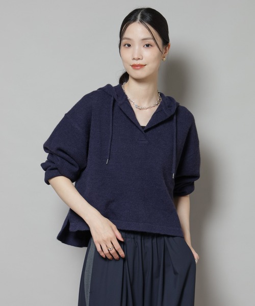 NANO universe（ナノユニバース）の「スキッパーフードニット（ニット/セーター・レディース・グレー/ベージュ/ネイビー・FREE）」の17枚目の写真