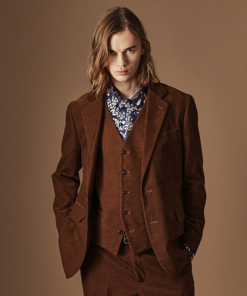 40ｃｔ＆525（フォーティーカラッツアンドゴーニーゴ）の「【Sサイズ～】ドビーキャラメルコールジャケット（テーラードジャケット・メンズ・ダークブラウン/カーキ系6・04/03/02/01）」の2枚目の写真