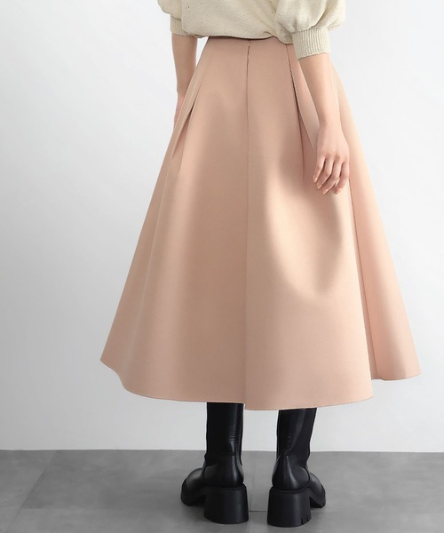 ELFRANK（エルフランク）の「【S～Lサイズ展開】ボンディング タック フレアスカート（スカート・レディース・ブラック/ネイビー/オフホワイト/ピンク/グリーン/マスタード・M/L/S）」の19枚目の写真