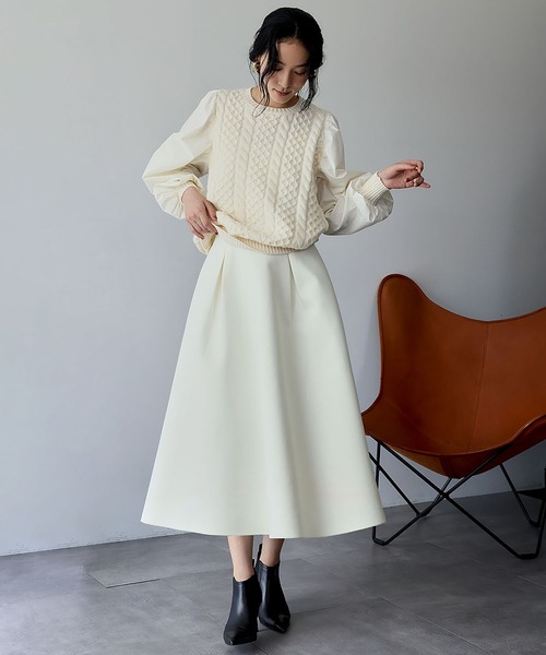 2025AW】ボンディング タック フレアスカート（スカート