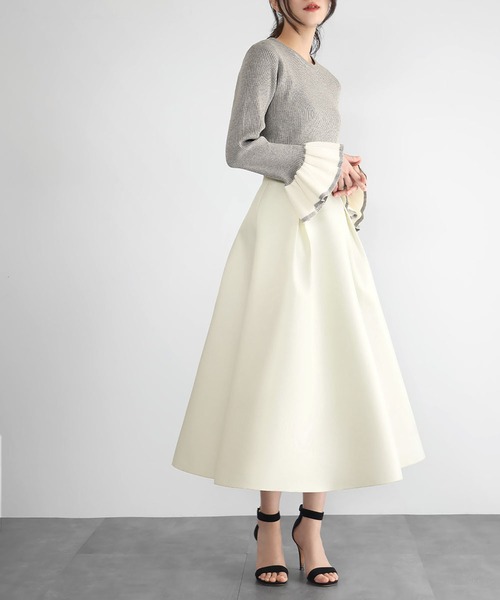 【pekopoko】eldo エルド　ピンタックロングスカート ホワイト pekopoko】eldo エルド ピンタックロングスカート ホワイト pekopoko