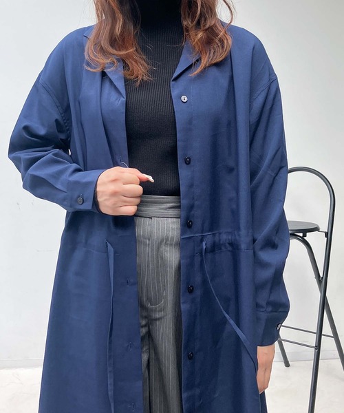 AS KNOW AS plus(アズノゥアズプラス)の「♪ウエストリボン結び 開襟長袖ワンピ―ス(ワンピース・レディース・ネイビー/ブルー/ブラック・FREE)」の10枚目の写真