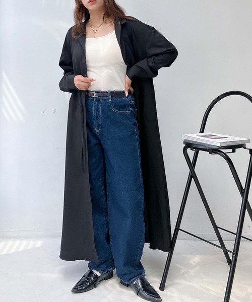 AS KNOW AS plus(アズノゥアズプラス)の「♪ウエストリボン結び 開襟長袖ワンピ―ス(ワンピース・レディース・ネイビー/ブルー/ブラック・FREE)」の9枚目の写真