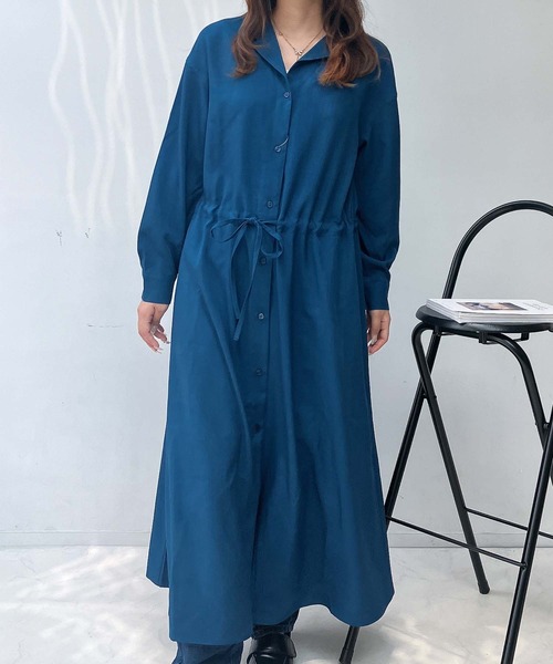 AS KNOW AS plus(アズノゥアズプラス)の「♪ウエストリボン結び 開襟長袖ワンピ―ス(ワンピース・レディース・ネイビー/ブルー/ブラック・FREE)」の16枚目の写真