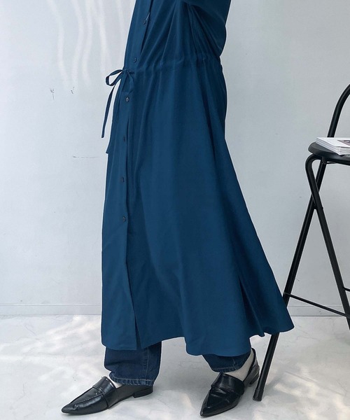 AS KNOW AS plus(アズノゥアズプラス)の「♪ウエストリボン結び 開襟長袖ワンピ―ス(ワンピース・レディース・ネイビー/ブルー/ブラック・FREE)」の22枚目の写真