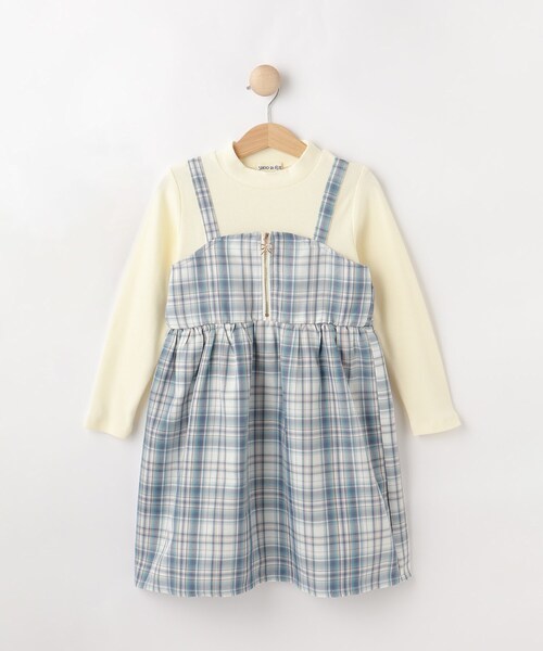 SHOO・LA・RUE（シューラルー）の「【100-150cm】ジップ使いチェックドッキングワンピース（ワンピース・キッズ・ブラウン系その他2/ピンク系2/サックスブルー系1・10/11/12/13/14/15 ）」の2枚目の写真