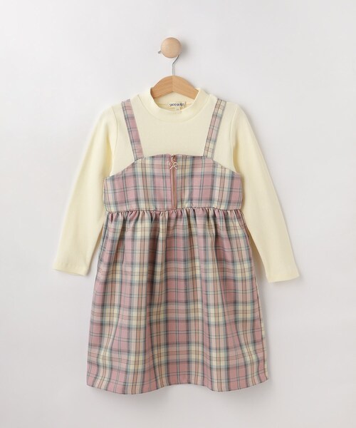 SHOO・LA・RUE（シューラルー）の「【100-150cm】ジップ使いチェックドッキングワンピース（ワンピース・キッズ・ブラウン系その他2/ピンク系2/サックスブルー系1・10/11/12/13/14/15 ）」の3枚目の写真