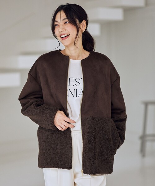 ANY（エニィ）の「スエードボアコンビブルゾン（ブルゾン・レディース・ダークブラウン系/アイボリー系・X-LARGE）」の13枚目の写真