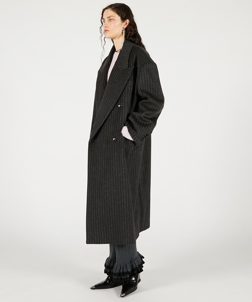 PRANK PROJECT（プランクプロジェクト）の「スーパービックコート / Super Big Coat（チェスターコート・レディース・チャコールグレー/グレイッシュベージュ/ブラック・FREE）」の9枚目の写真