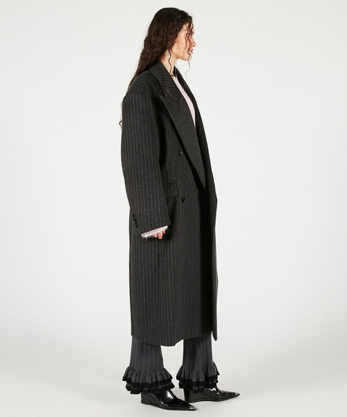 PRANK PROJECT（プランクプロジェクト）の「スーパービックコート / Super Big Coat（チェスターコート・レディース・チャコールグレー/グレイッシュベージュ/ブラック・FREE）」の4枚目の写真