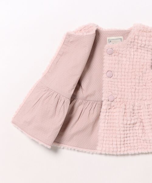 HAKKA KIDS（ハッカキッズ）の「ドットファーベスト（ベスト・キッズ・ピンク/ベージュ・S/M）」の4枚目の写真