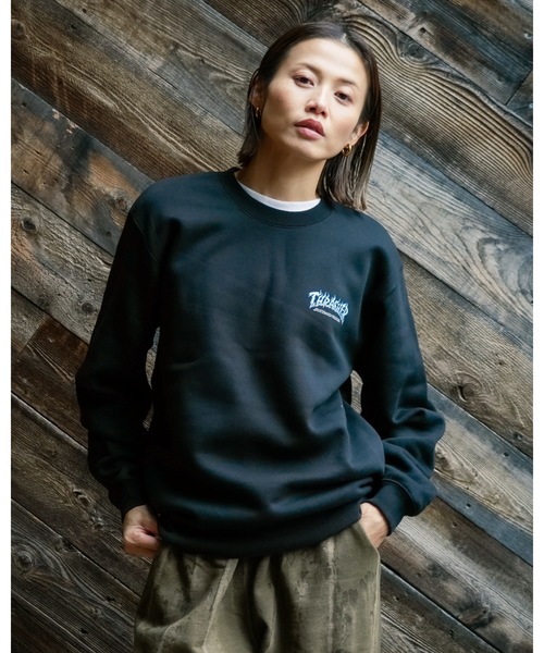 THRASHER（スラッシャー）の「FIRE LOGO CREW SWEAT/THRASHER スラッシャー・クルーネック スウェット トレーナー ストリート スケート（スウェット・メンズ・グレー×サックスブルー/ブラック×ブルー・MEDIUM/LARGE/X-LARGE）」の13枚目の写真