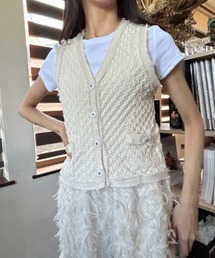 ｔｏｌｅｎｅ（トレネ）の「フリンジ Vネック ツイード風ベスト（ベスト）」