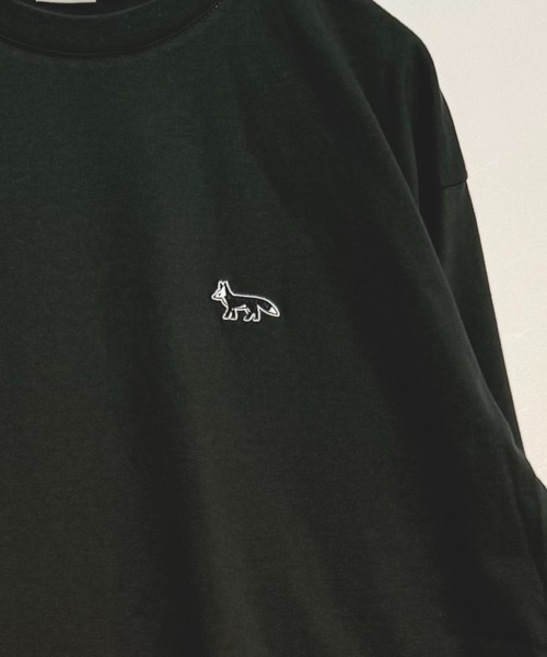 T-MAC OUTING（ティーマック アウティング）の「T-MAC ワンポイント刺繍　オーバーサイズ長袖Tシャツ　FOX刺繍　ルーズシルエット　ロンT（Tシャツ/カットソー・メンズ・グレイッシュベージュ/ネイビー/チャコール/ブラック/ダークグリーン/ブラウン/ホワイト・LL/L/M）」の10枚目の写真