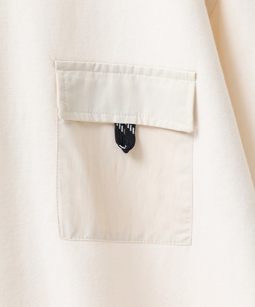 OMNES(オムネス)の「裏起毛フラップポケット付きプルオーバー長袖(Tシャツ/カットソー・メンズ・ブラック/アイボリー/ホワイト×ブラウン/ライトグリーン系・L/M)」の17枚目の写真
