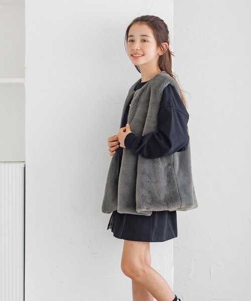 セール】【WEB限定セール】キッズ フェイクファージップベスト（ベスト