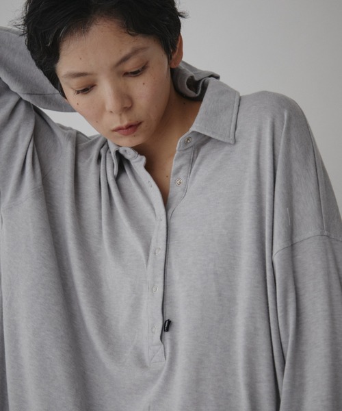 VION（ヴィオン）の「Polo Loose Long Sleeve TEE / ポロルーズロングスリーブティー（ポロシャツ・レディース・ブルー/ダークグレー/ライトグレー/ブラック・FREE）」の12枚目の写真