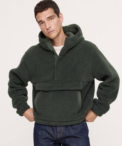 Banana Republic（バナナリパブリック）の「シェルパ フーディー スウェットシャツ（パーカー・メンズ・グリーン/ナチュラル・M/S/XL/L）」の2枚目の写真