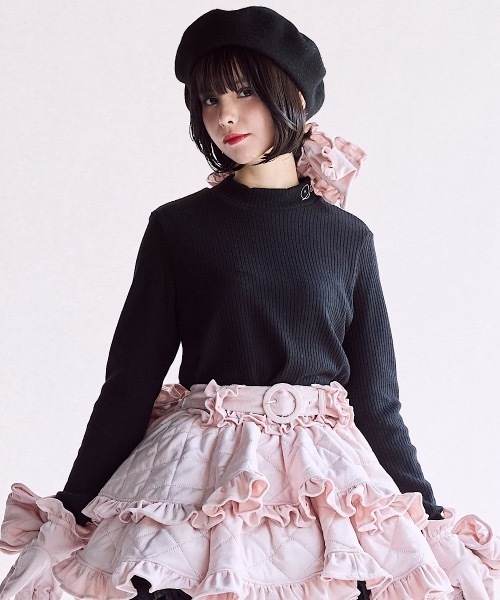 lilLilly(リルリリー)の「ロゴタートルリブトップス(Tシャツ/カットソー・レディース・ブラック/ホワイト/ピンク・FREE)」の3枚目の写真