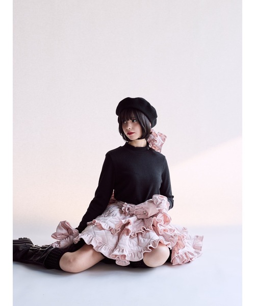 lilLilly(リルリリー)の「ロゴタートルリブトップス(Tシャツ/カットソー・レディース・ブラック/ホワイト/ピンク・FREE)」の5枚目の写真