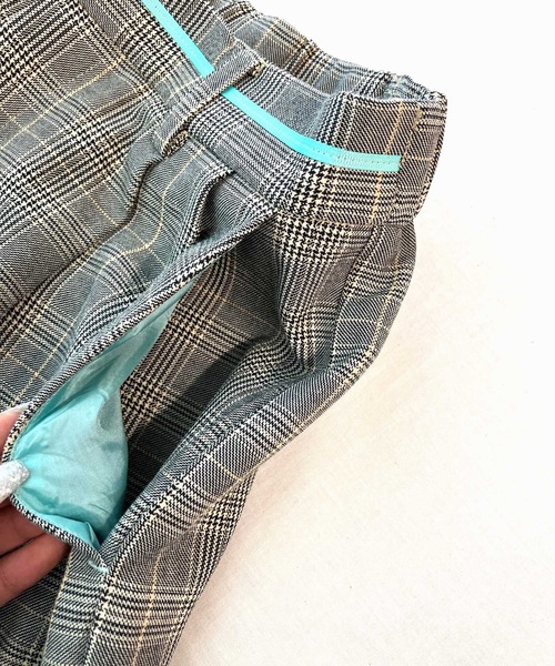 Q（キュー）の「グログランラインチェックパンツ（スラックス・レディース・ベージュ系その他/ブラウン系その他・MEDIUM）」の15枚目の写真
